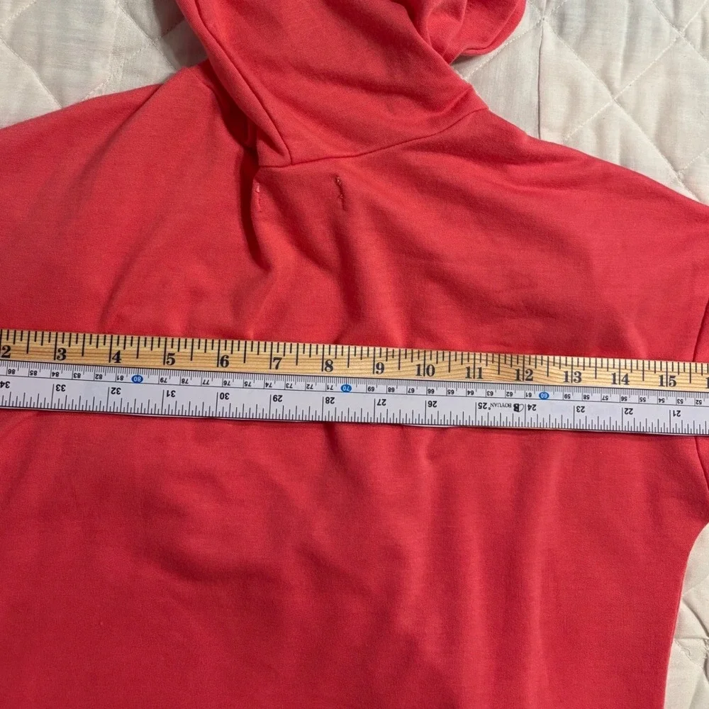 GB Girls Ruffle Hoodie Dress Casual Coral Pink Short Sleeve Raw edged hems M EUC